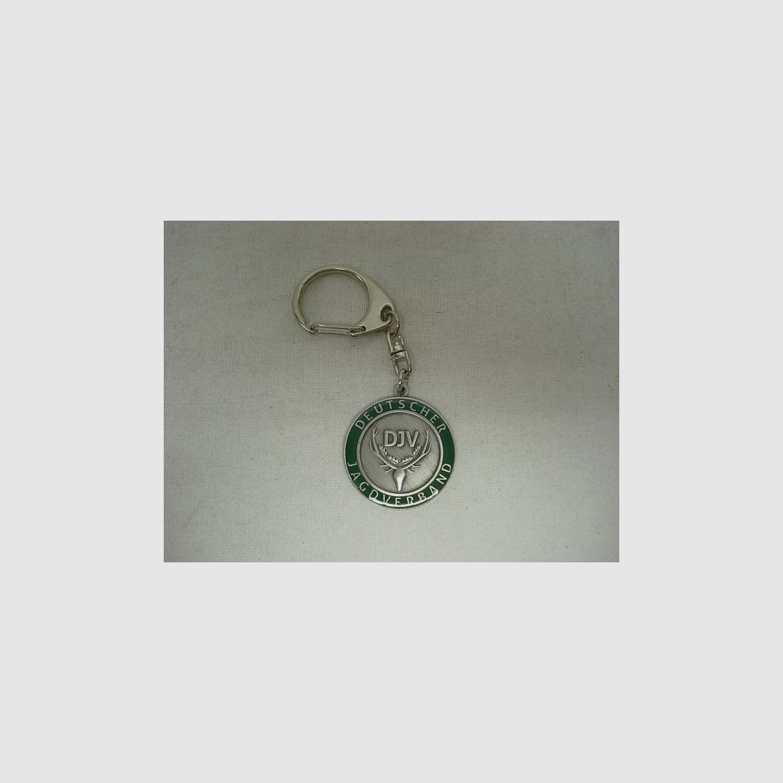 DJV keychain - 30mm, antique silver color, embossed