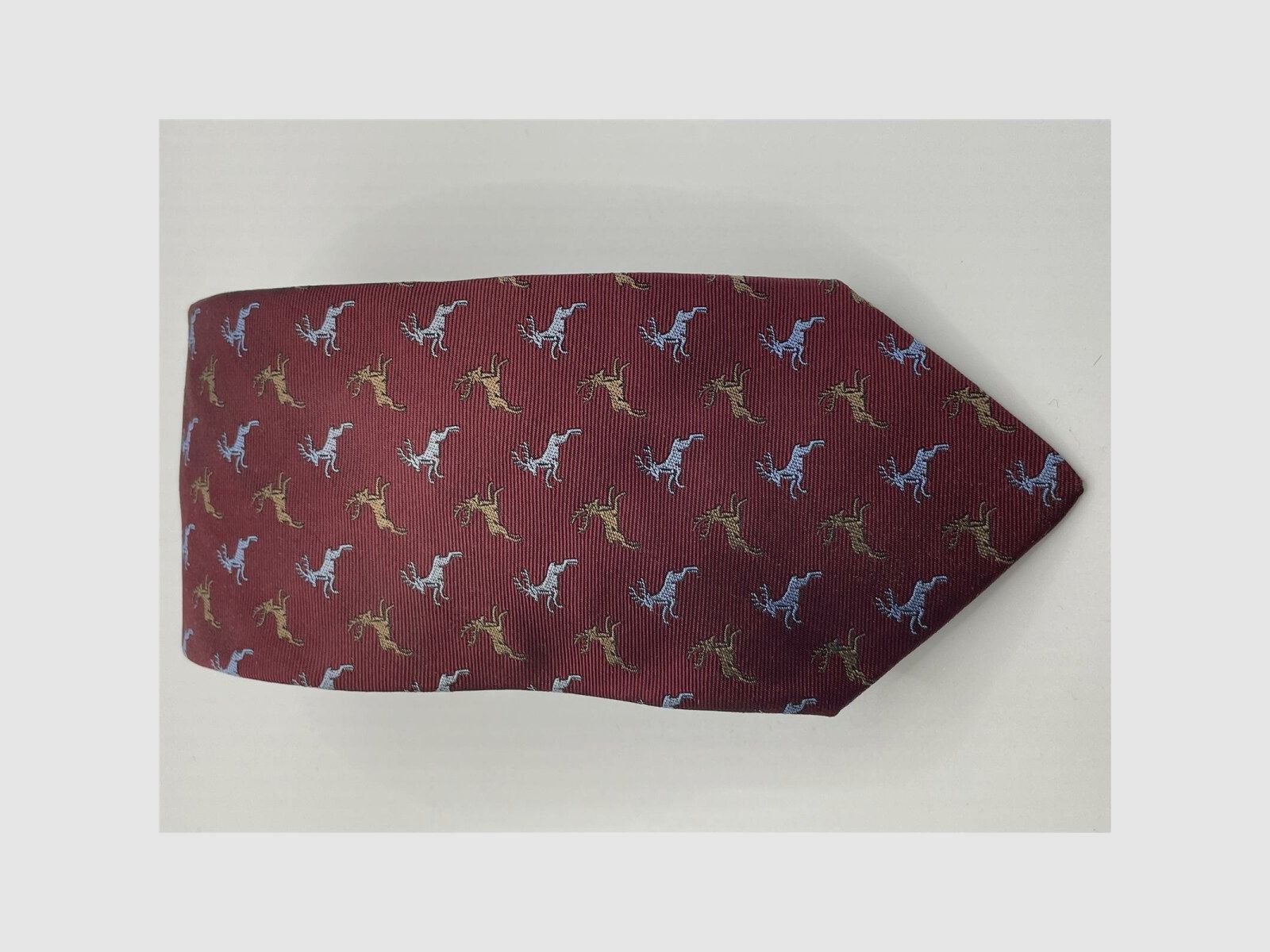 Robert Keyte Krawatte 100% Seide rot Motiv Silberner und brauner Hirsch