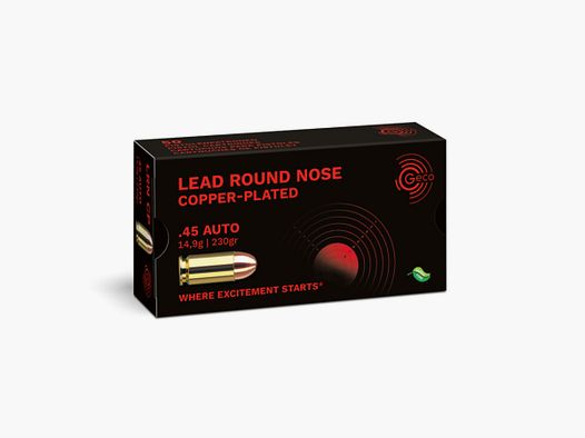 GECO .45ACP 14,9g 230gr Lood Ronde Neus Koper Geplateerd BTE50
