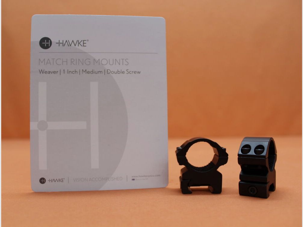 HAWKE HAWKE Montageringen Match 1" medium (22113) BH=10mm Alu zwart mat voor Weaver-/ Picatinnyprofiel, afbeelding 1 van 2