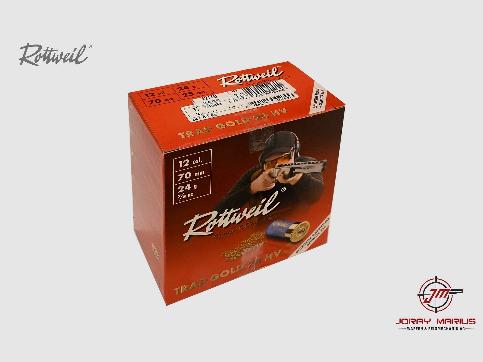 12/70 Rottweil Trap Gold HV 24g shotshell No. 7.5 (2.4 mm)