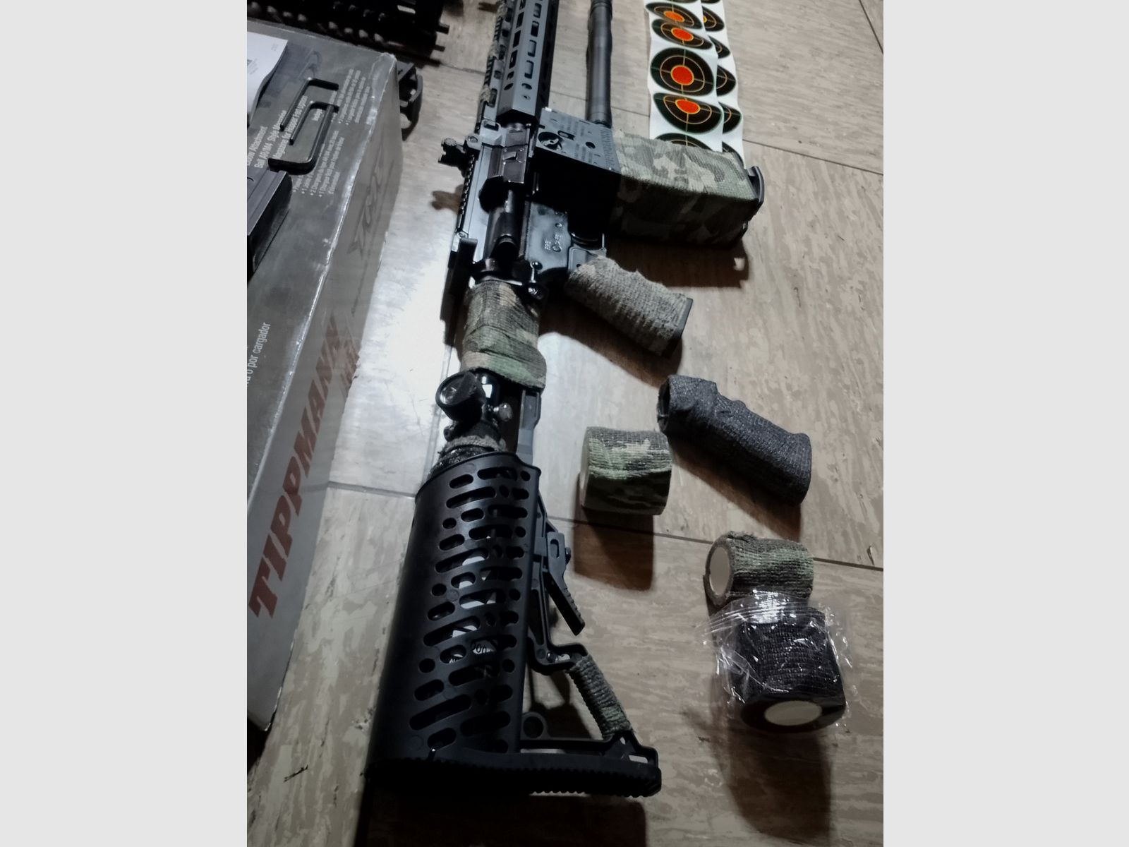 Tippmann Tmc Elite marker .68 accessories tuning barrel 1000 pcs. paintballs cal 68 set LED lamp 3 magazines mask original packaging