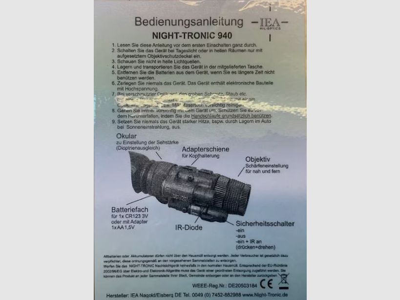 Nachtsichtgerät Night Tronic NT940 Gen2+ A+ mit LaserLuchs 905 PR