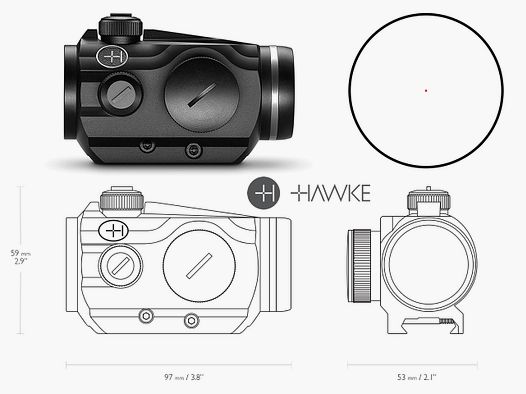 Red Dot Rotpunktvisier Leuchtpunktvisier Hawke Vantage 1x30, fĂĽr Weaver-, Picatinny-Schiene