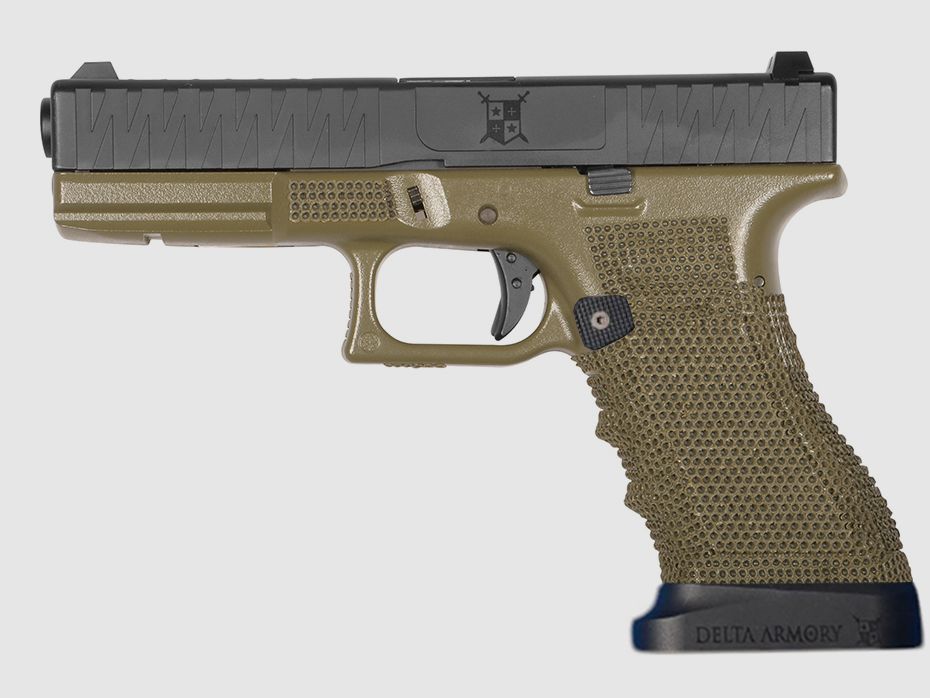 P05 GBB Airsoft Pistole mit Grip Stippling in Oliv | Delta Armory