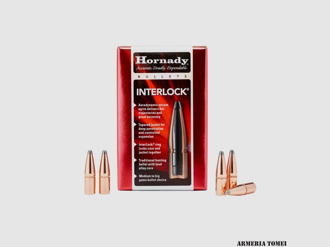 BULLES DE RECHARGE – HORNADY – 30 Cal .308 180 gr InterLock® BTSP (100 pcs)