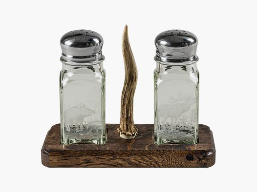 Salt and pepper shaker set - with deer antler