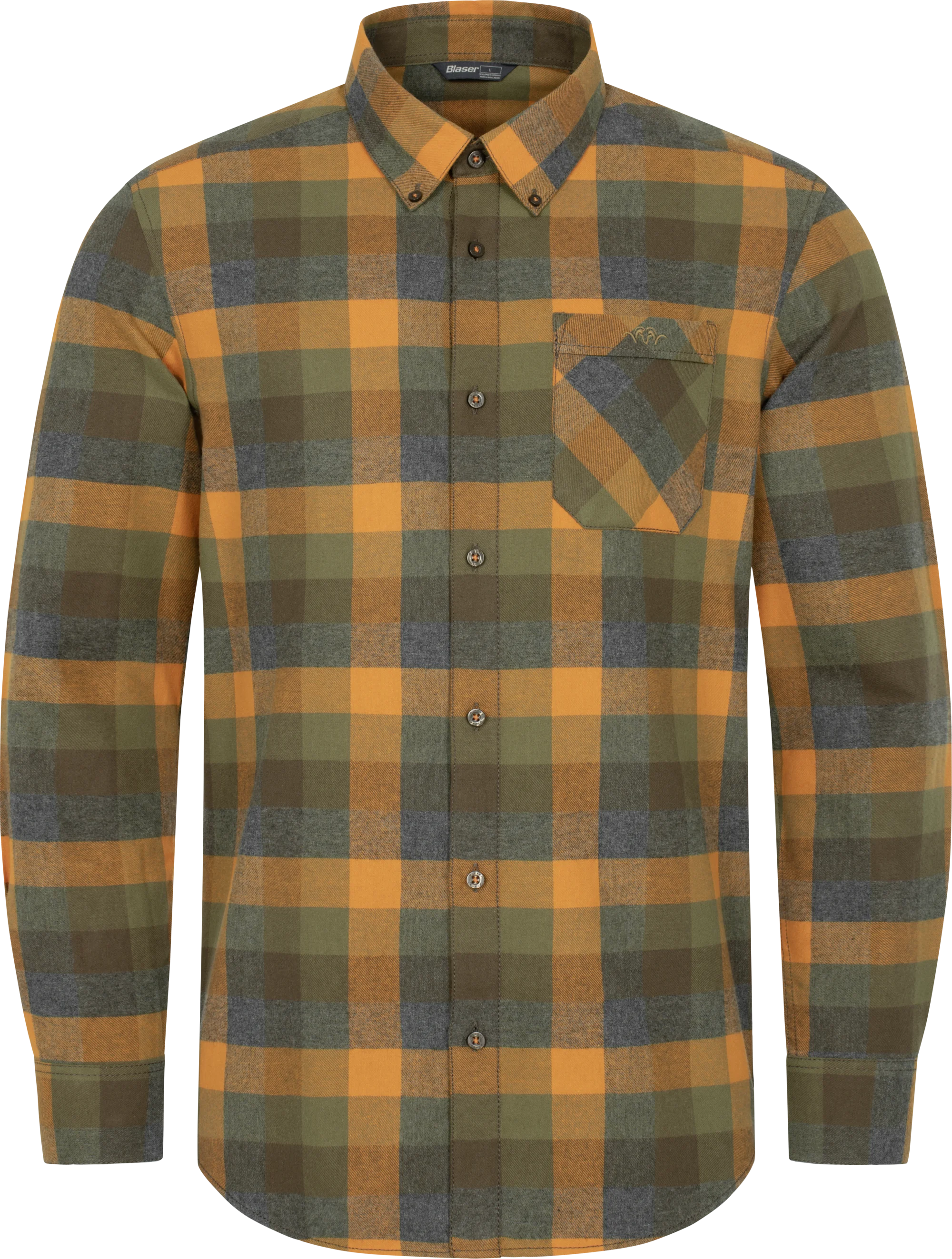 Camisa de Franela Marvin Verde/Naranja a Cuadros 3XL
