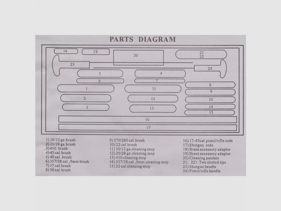 Weapon cleaning set, multi-caliber, 24 pcs. + wooden box