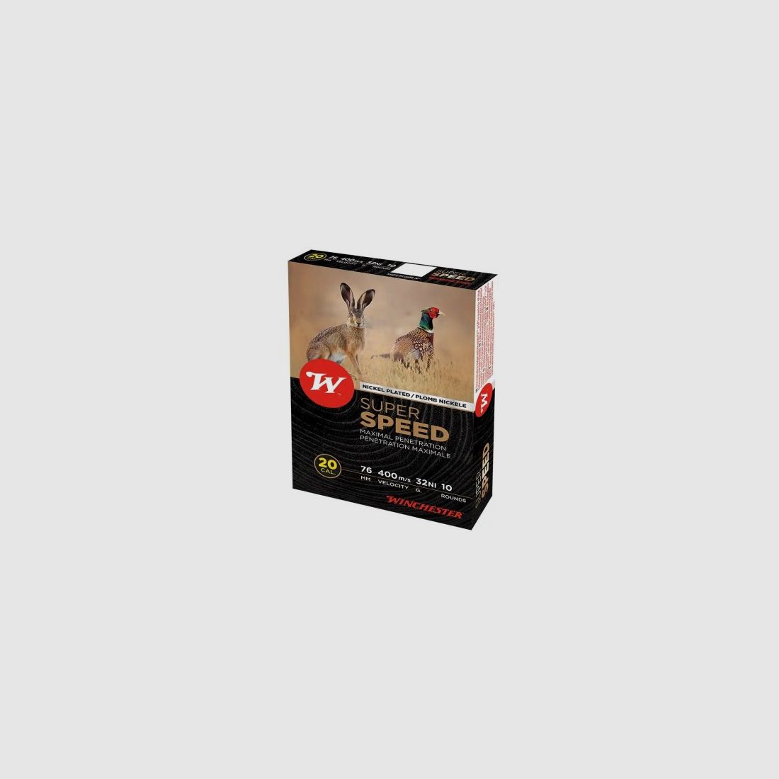 PACKUNG MIT 10 PATRONEN WINCHESTER SUPER SPEED 28G MIT JUPPENKERN KAL.20/70 BLEI 6, Bild 1 von 3