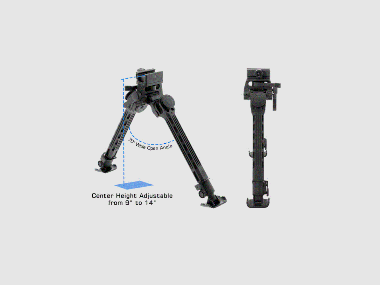 UTG Big Bore Full Stability Bipod, 9″-14″ Center Height
