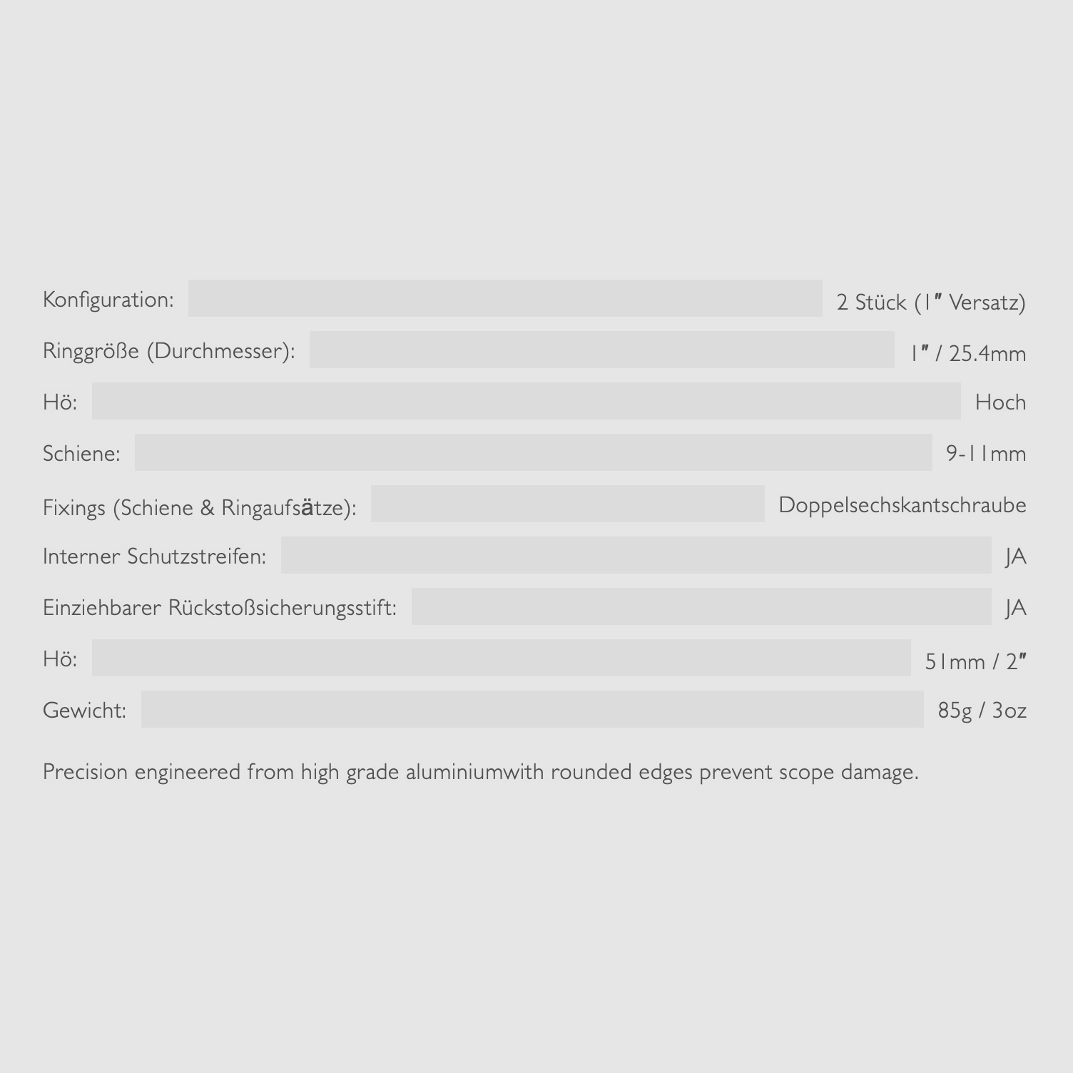 HAWKE 22120 Montaż pierścieni 25,4 mm Wysokość 1 cal Rozmiar przesunięcia 9-11 mm
