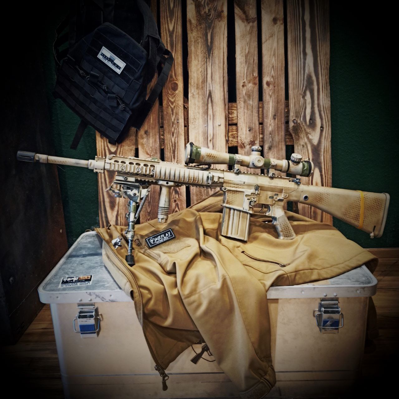 CUSTOMGUN: E&C SR25 'American Sniper' S-AEG mit Perun Hybrid, Zweibein, Aim-O Zielfernrohr, Paintjob