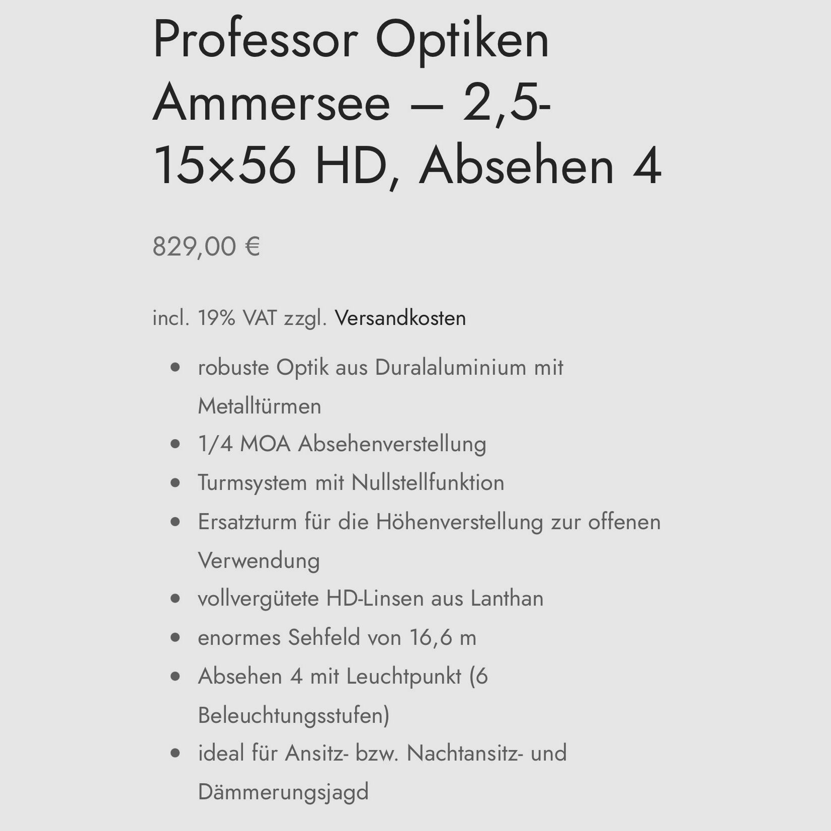 Professor Optiken Ammersee 2,5-15x56 Zielfernrohr