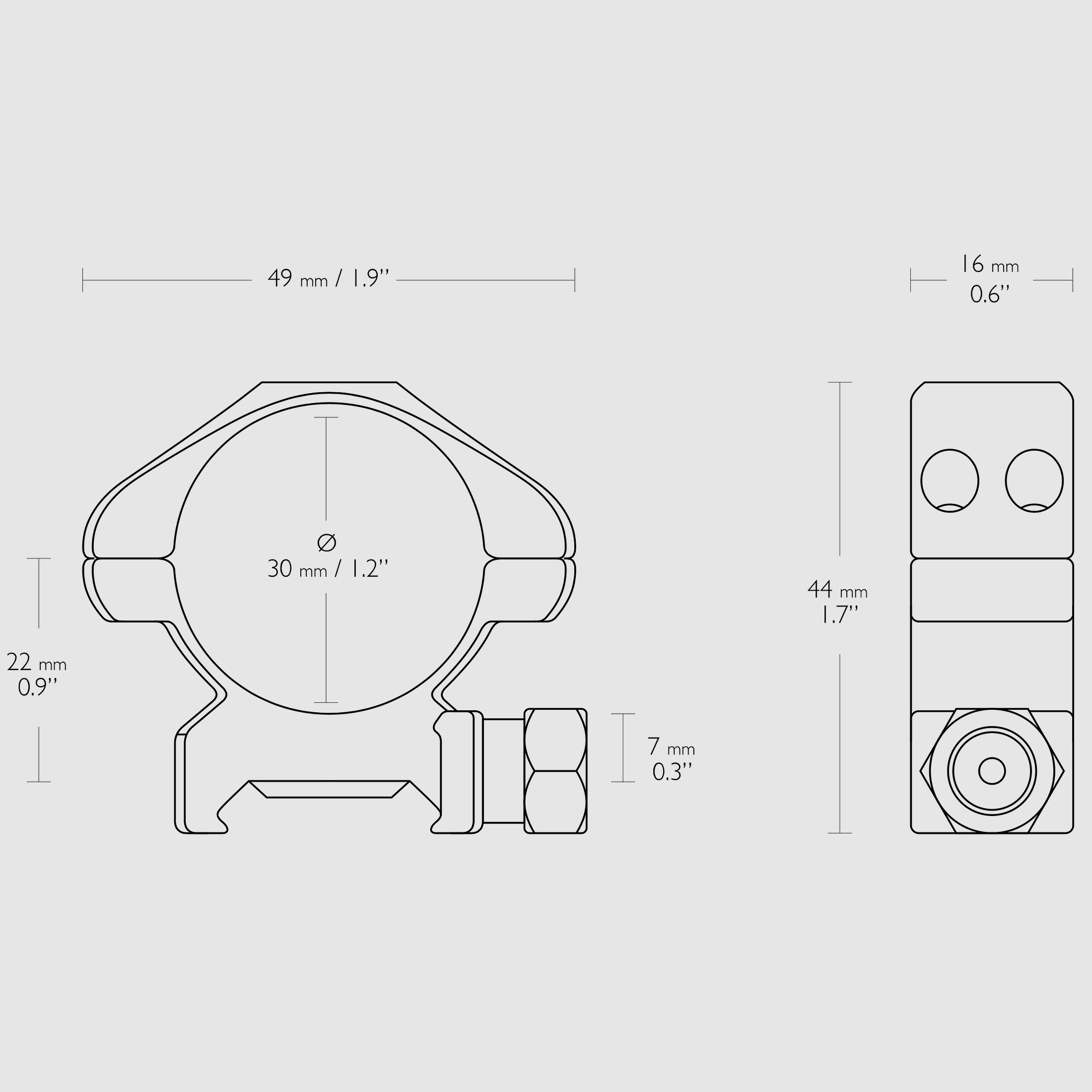 HAWKE 23006 30mm precisie staal ringmontages middel voor Weaver rail