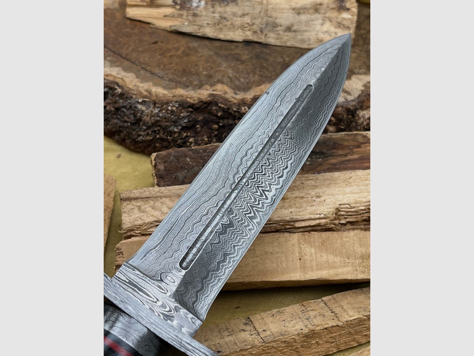 Jagdmesser Damaststahl Handgeschmiedet 