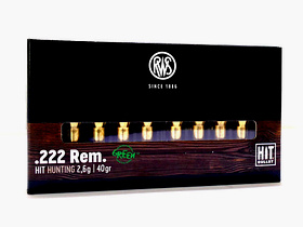 RWS .222 REM HIT Green 2,6g/40gr Cartuchos de rifle sin plomo