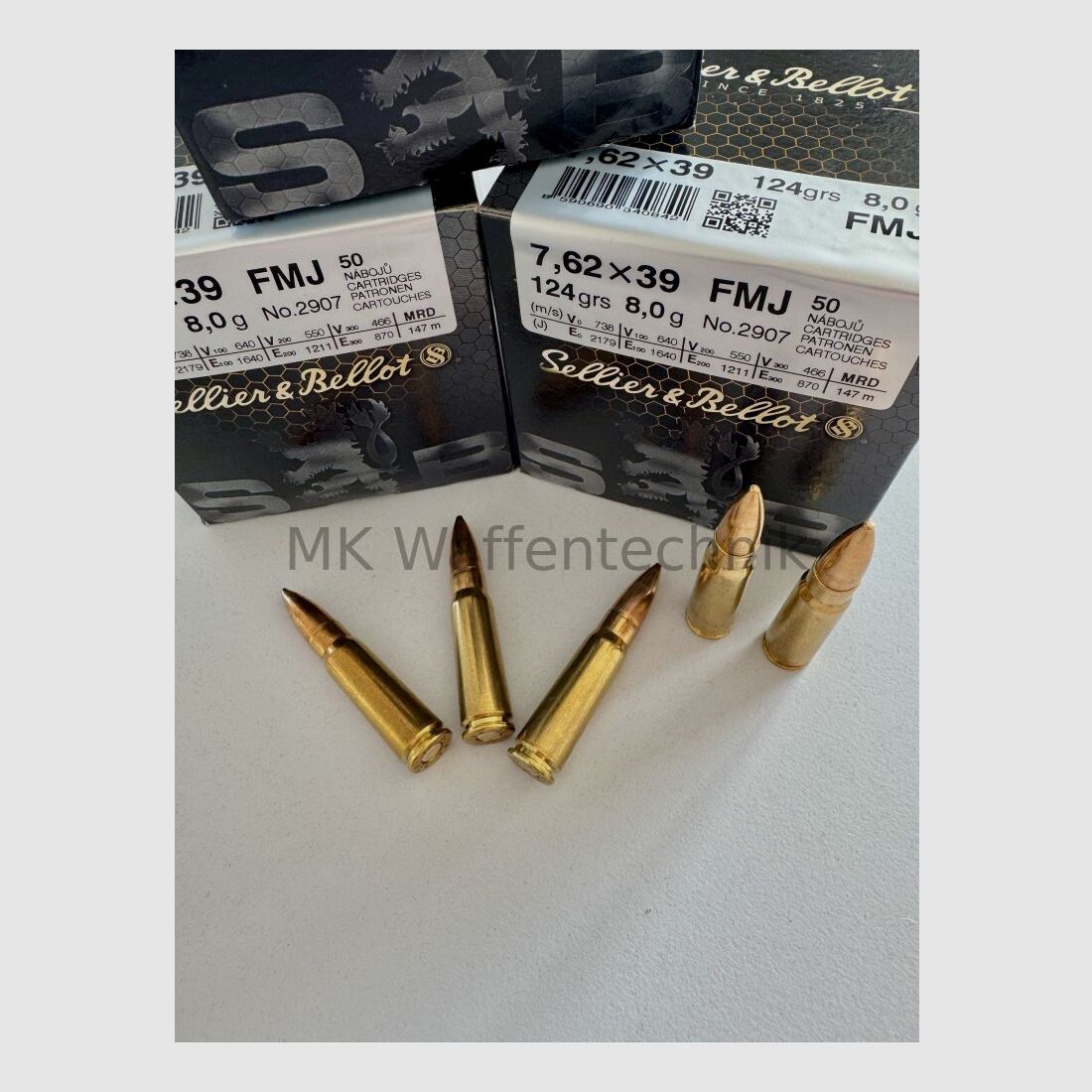 Sellier & Bellot cartridge ammunition 7.62x39 FMJ 8.0g 50 pcs