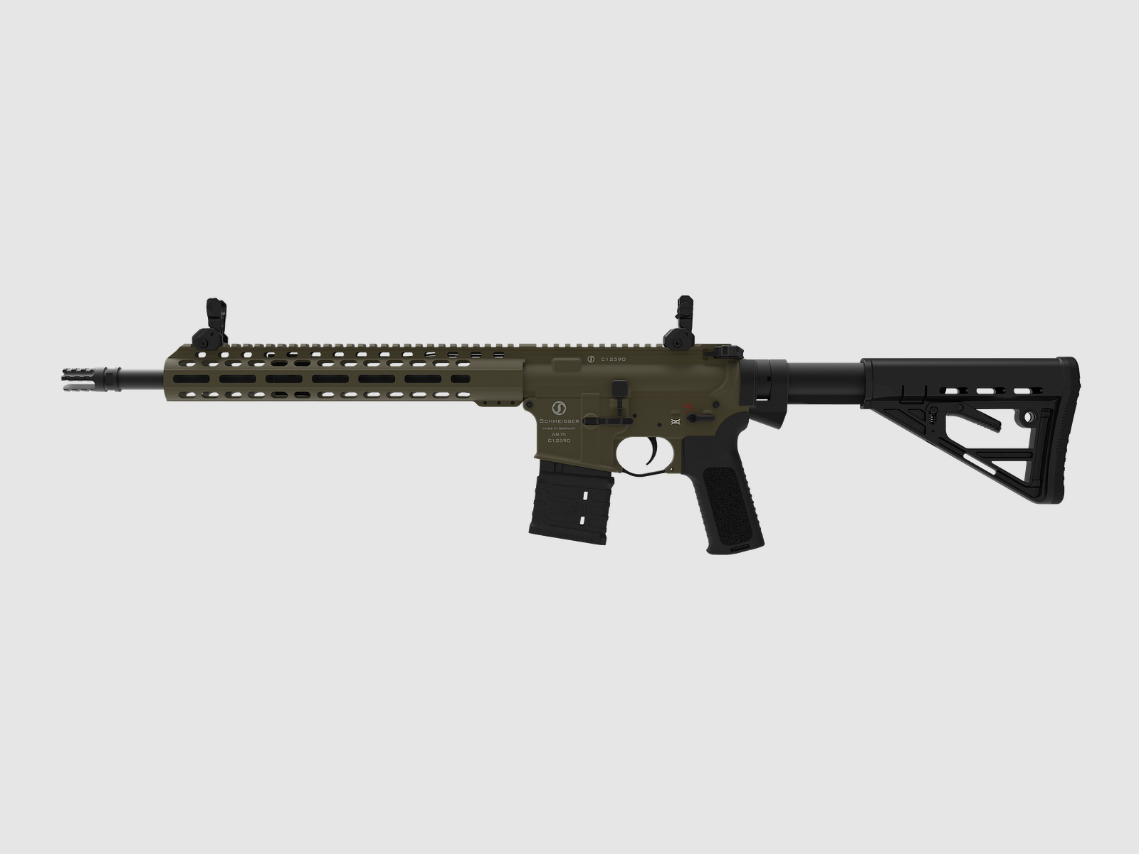 SCHMEISSER AR15 M4FL Slim Line – 14,5″ – CERAKOTE OD GREEN / .223 Rem., image 2 sur 2