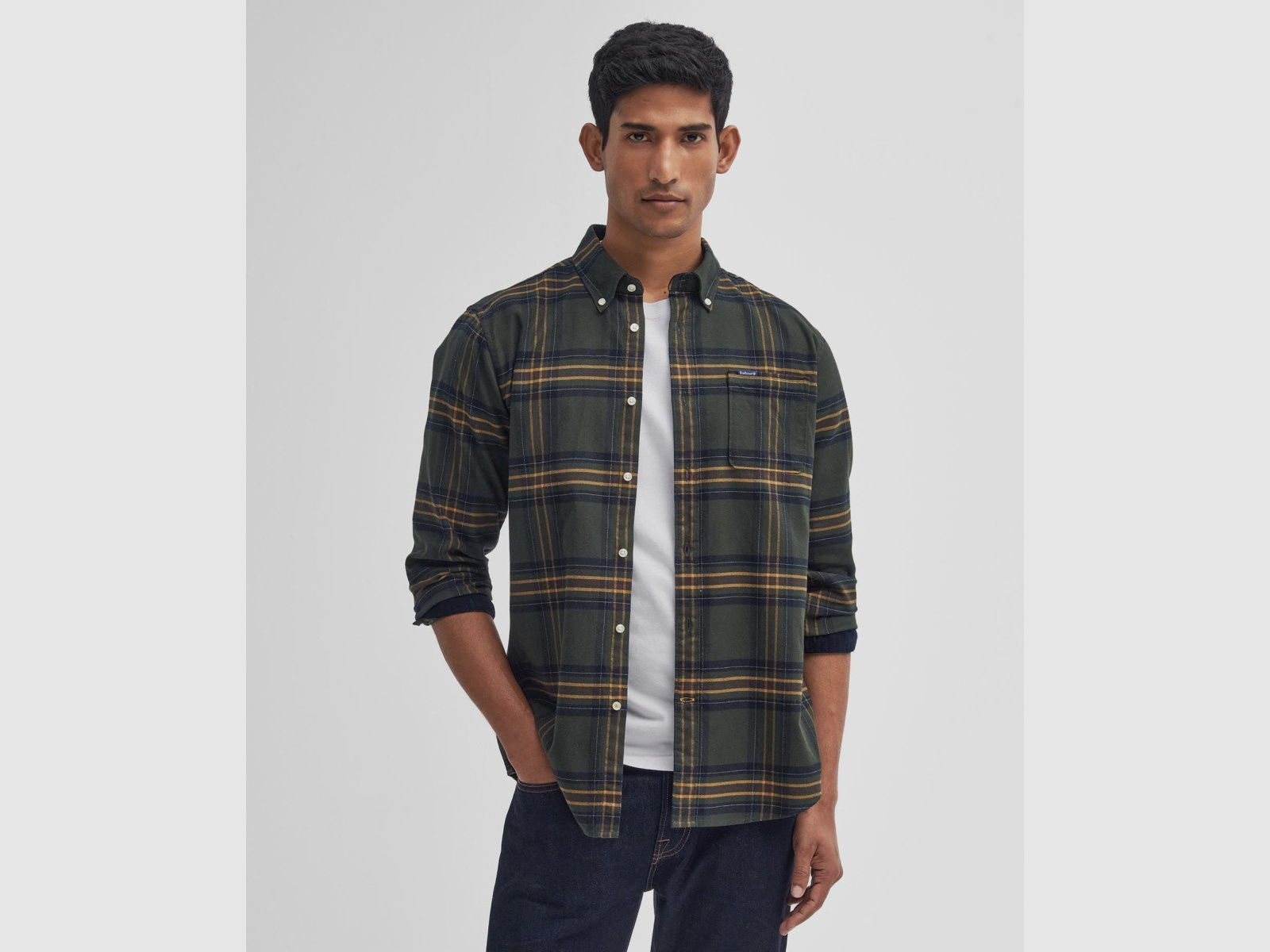 BARBOUR Hemd Portdown Tailored Oliv