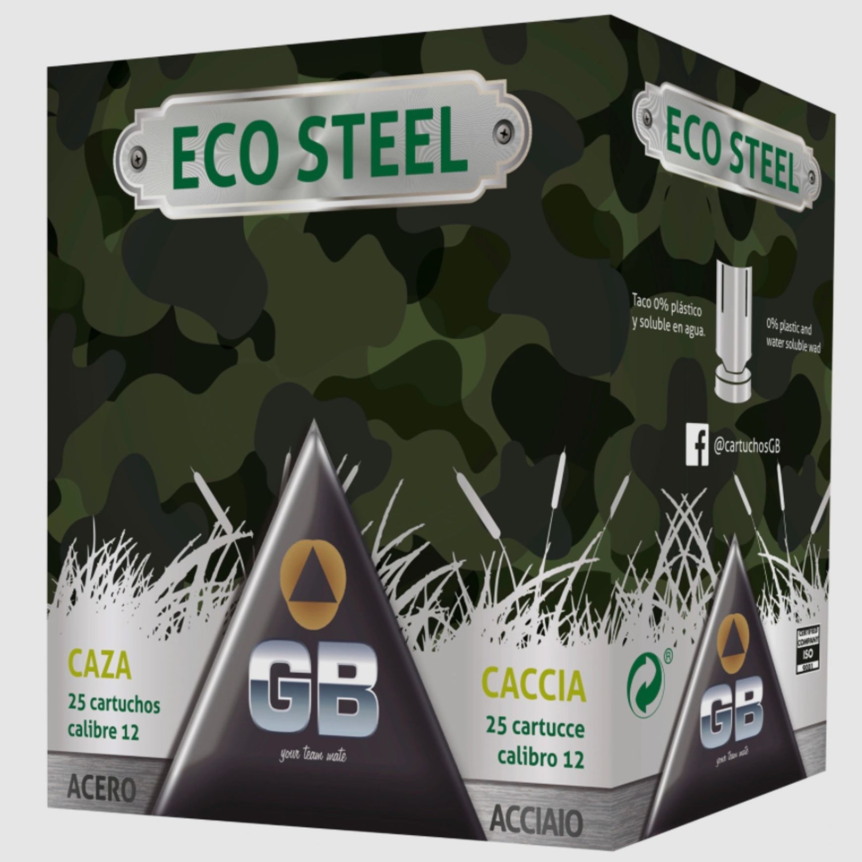 GB 12/70 ECO Acero 3,0mm 30g Munición de perdigones Sin plomo 25 unidades.