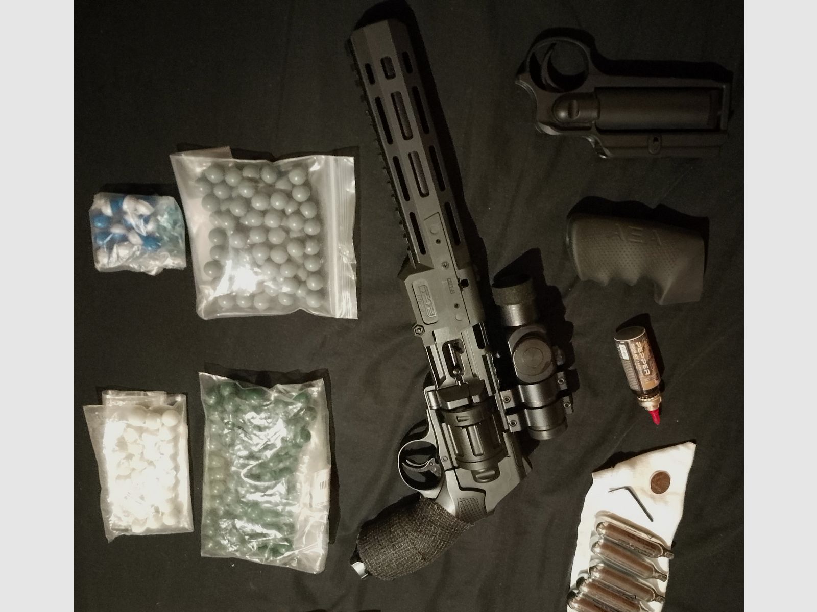 Long T4e HDR50 Tactical Rifle Kit punto rojo balas de goma RAM Paintball marcador Cal .50 set cápsulas CO2 revolver lanzador de pimienta lanzador de pimienta cañón largo Red DOT