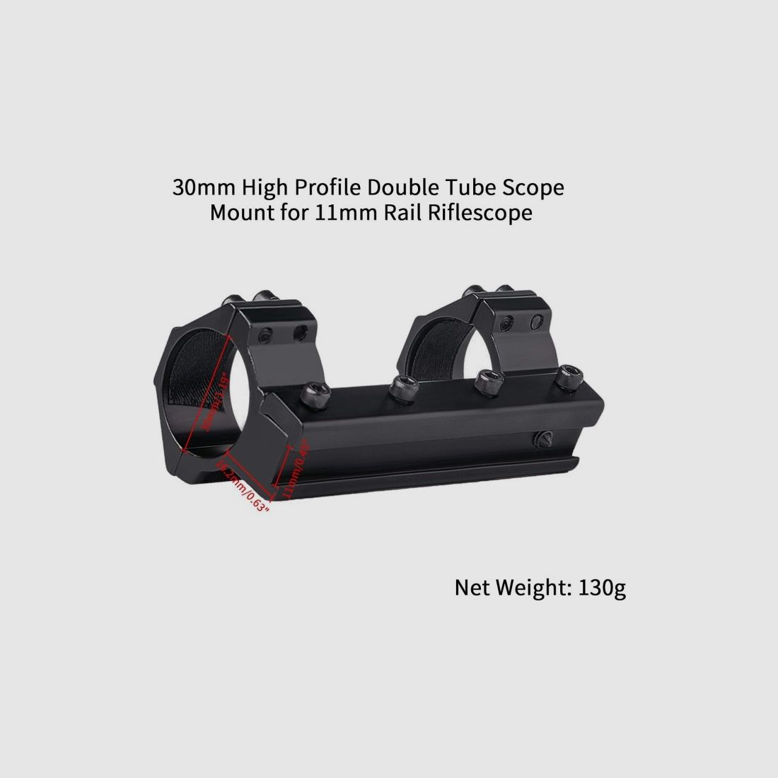 Doppelt Montageringe für 11 mm Schiene, 30 mm Durchmesser