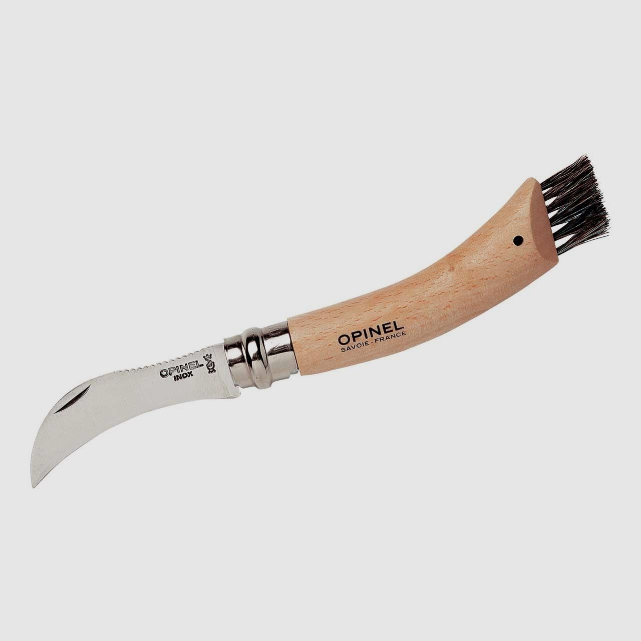 Opinel Pilzmesser rostfrei Buchenholz, Wildschweinborsten