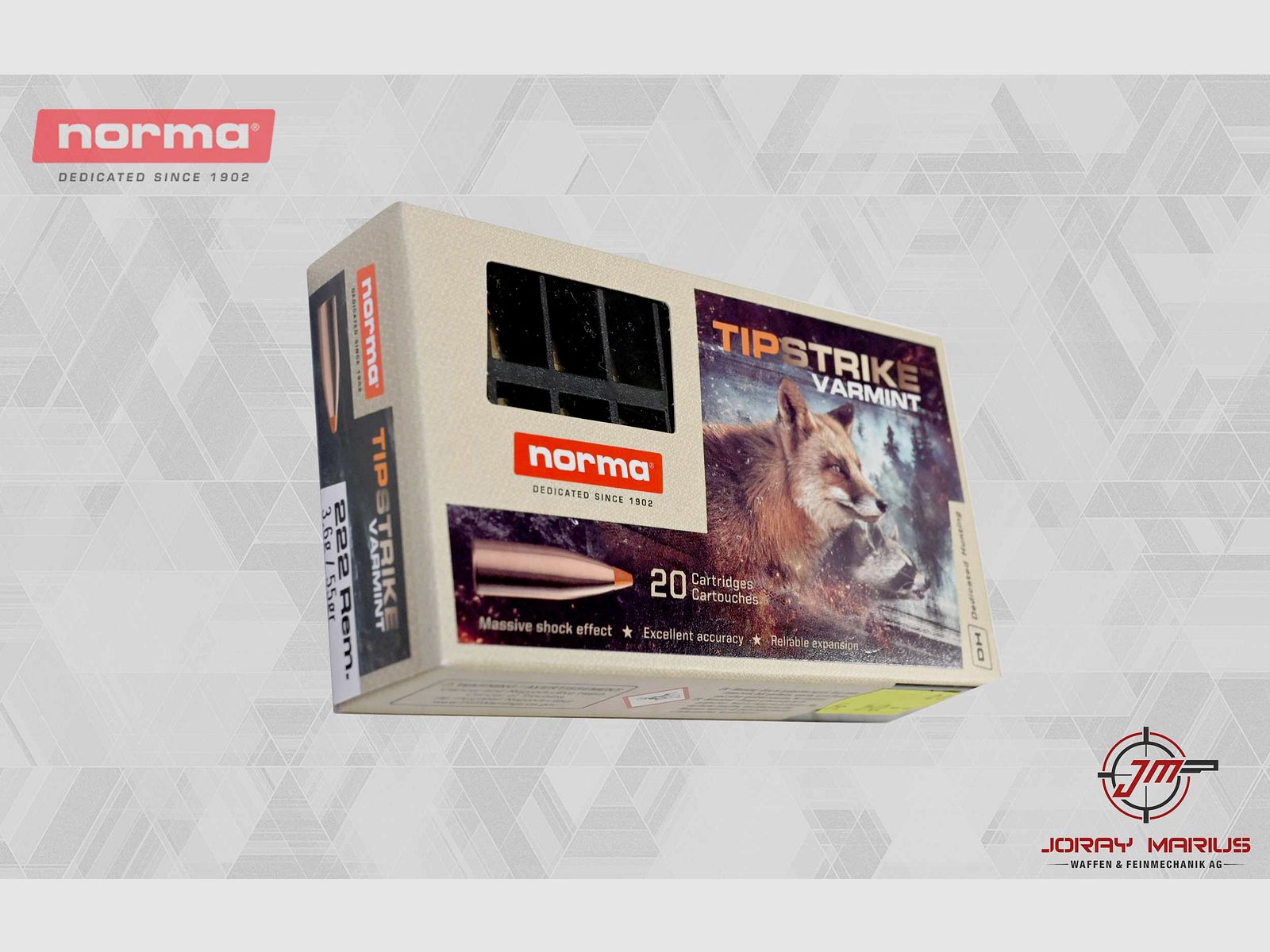 .222 Rem Norma 3.6g 55gr Tip Strike