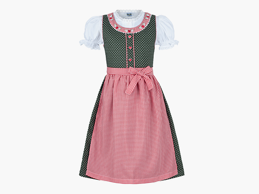 Dziecięcy Dirndl "Herzerl-Dirndl" w Zielonym/Czerwonym