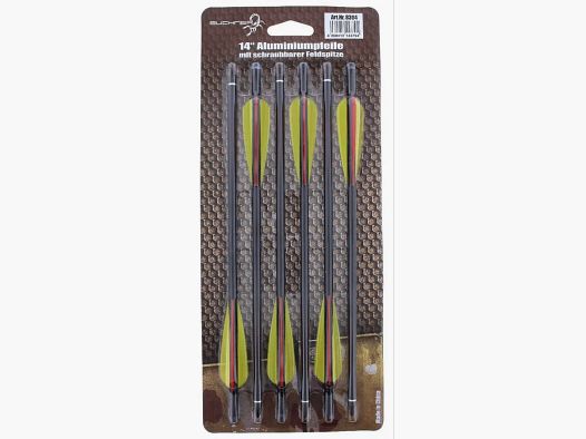 Flèches en aluminium de 14 pouces noires pack de 6 pour arbalète