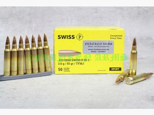 Swiss P .223 Rem. ID-1 FMJ 55gr. 3,6g 50 Stück Staffelpreise
