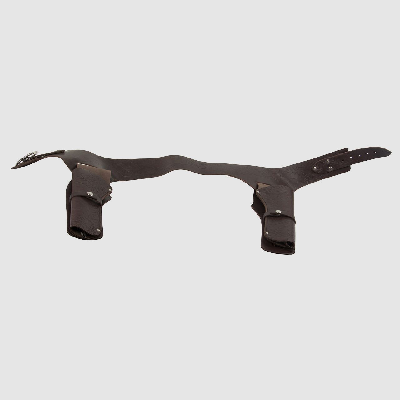Western Revolvergurt mit Verzierungen LĂ¤nge 110 cm dunkelbraun mit 2 Holster