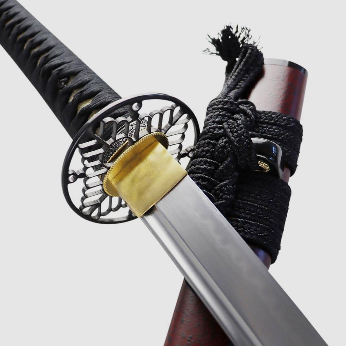 Katana 1095 Stahl scharf mit Lehmhärtung Saya mit Ishime Lackierung