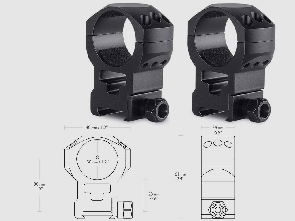 Zielfernrohrmontage Ringmontage Hawke Durchmesser 30 mm Alu extrahoch fĂĽr 22 mm Weaver- / Picatinnyschiene einteilig