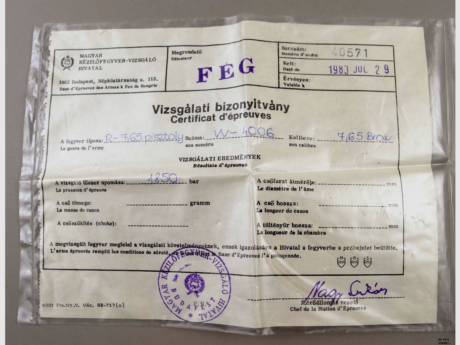 Pistole FEG mod. R78 Polizeipistole Kal. 7,65 mm matr. VV4006, Bild 11 von 11