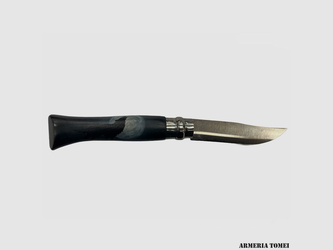 Couteau – OPINEL – N.9 INOX, tête de loup peinte à la main, image 2 sur 3