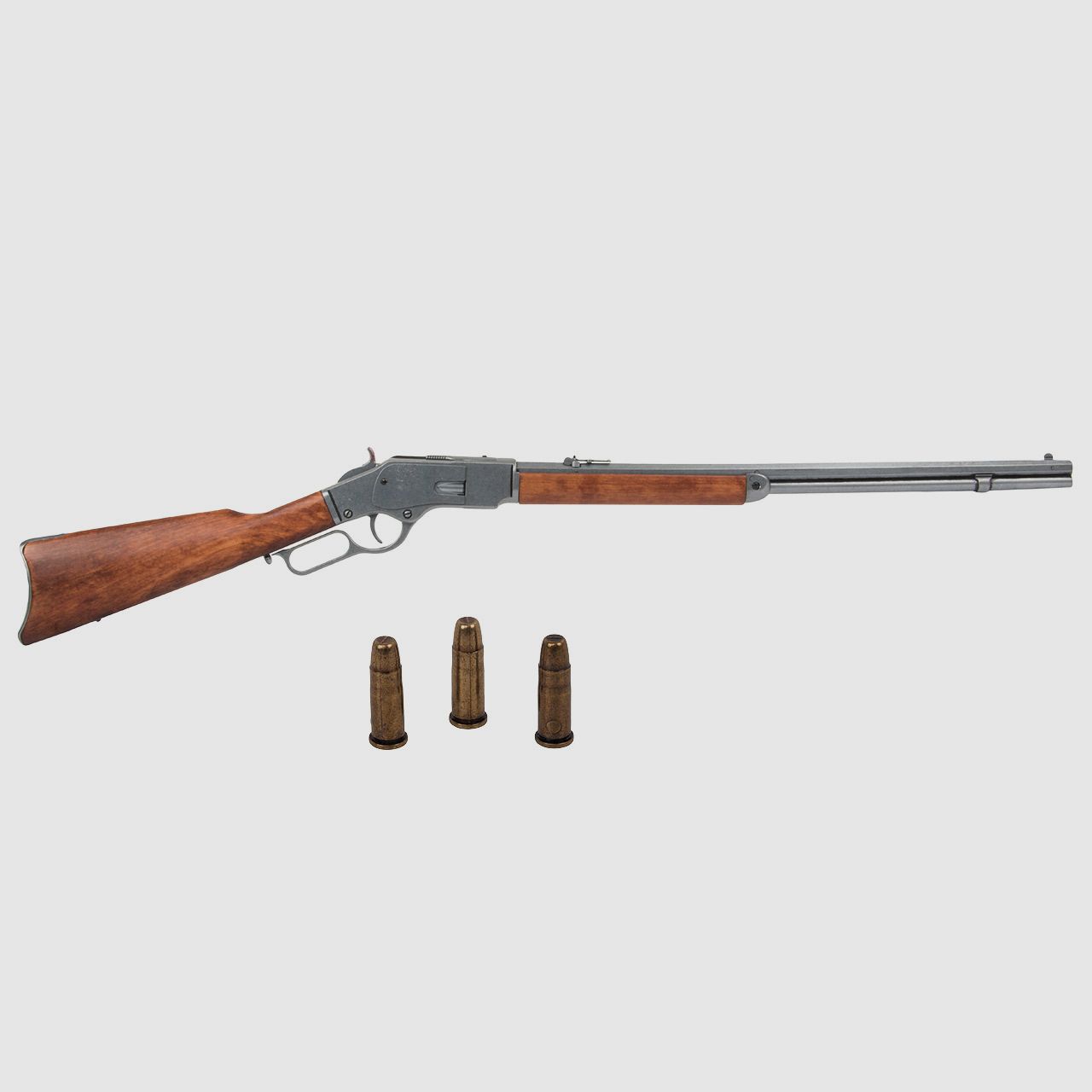 Deko Westerngewehr Denix Winchester Mod. 73 USA 1873 realistisches Repetieren mit HĂĽlsenauswurf LĂ¤nge 110 cm grau