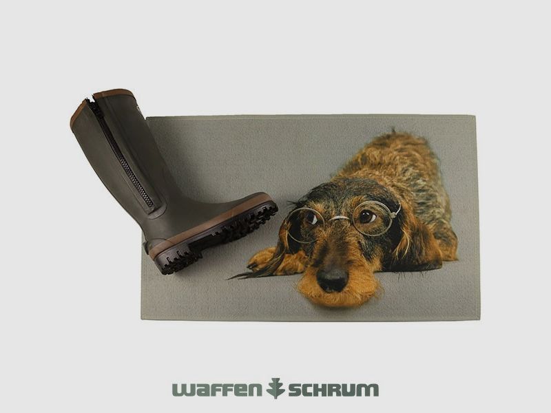 AKAH Fußmatte Dackel mit Brille 75 x 50 cm