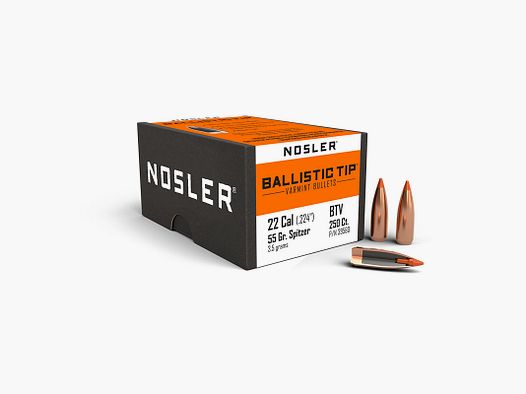 PALLE – NOSLER – BALLISTIC TIP 22 caliber (.224″) Spitzer 55gr (3.6 grams) (250pz)