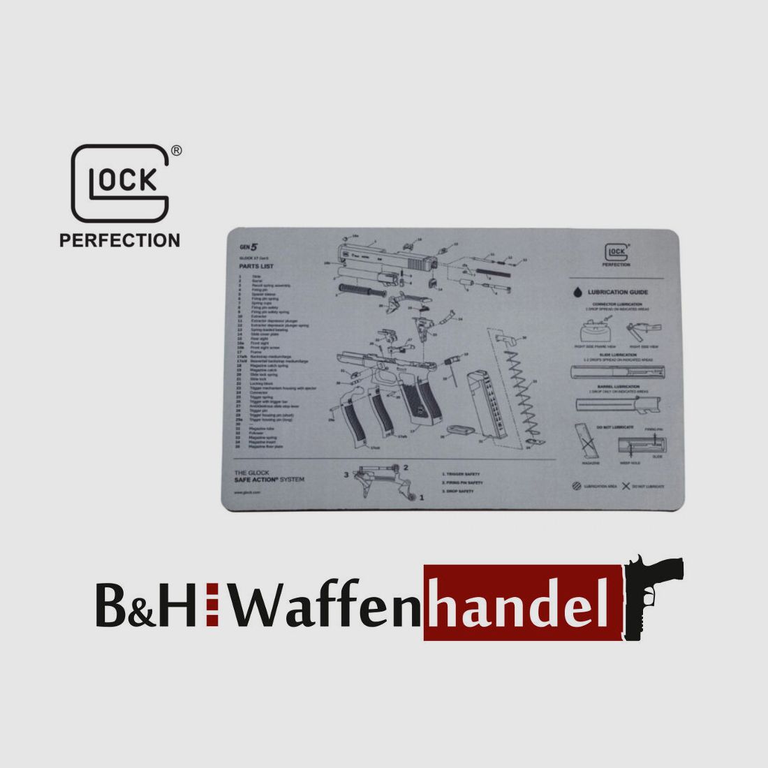 Glock Auflagematte / Reinigungsmatte / Waffenunterlage (vgl. TEKMAT)