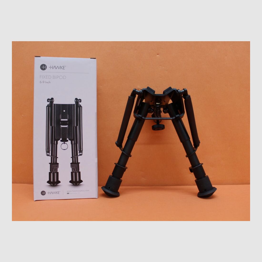 HAWKE HAWKE Zweibein Fixed Bipod (70001) Höhe 6-9"/ ca. 15-23 cm, Rastenverstellung, gummierte Füße