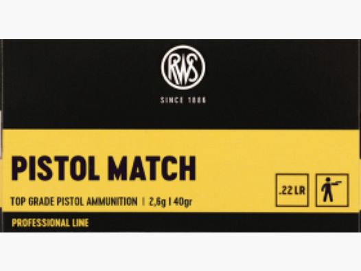 RWS 2132443 PISTOL MATCH .22lr Top Grade Pistol Ammunition 2,6g 40gr Professional Line