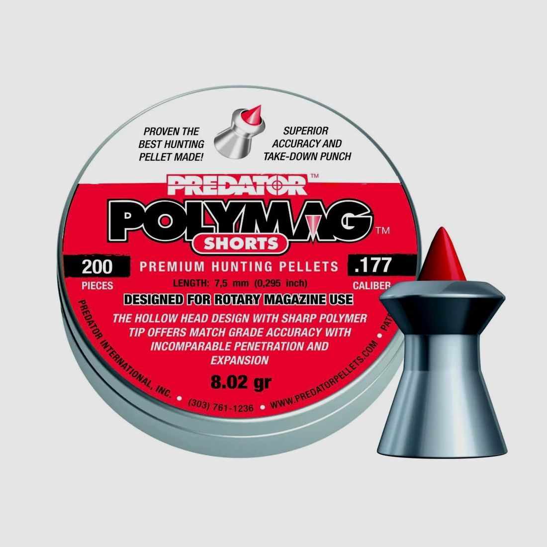 Predator Polymag Shorts Śrut do wiatrówki 4,5 mm (.177) 8,02 gr – 200 szt.