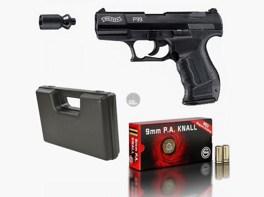 SET !!! Schreckschuss - Pistole - Walther - P99 - 9 mm P.A.K. inkl. Koffer & 50 Schuss Munition