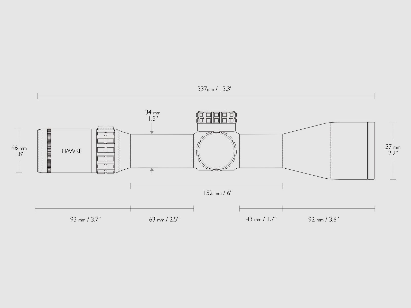 HAWKE 18621 riflescope FRONTIER 34 FFP 3-18x50 MOA PRO EXT ABSEHEN