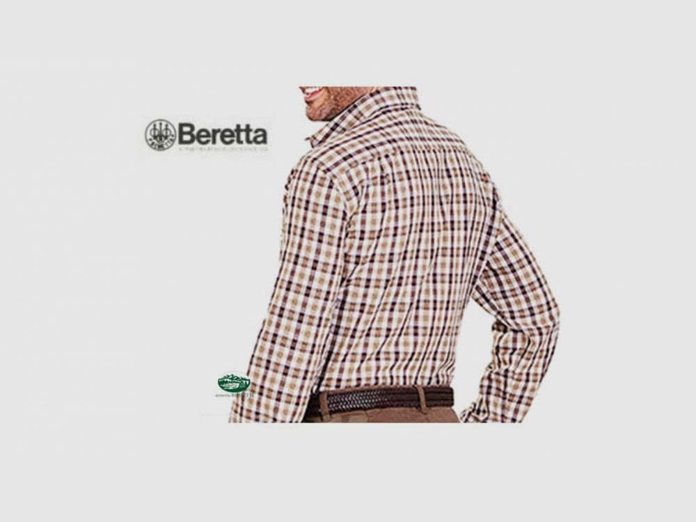 BERETTA Koszula Bryggen w kratę brązowa na jasnym tle LU382
