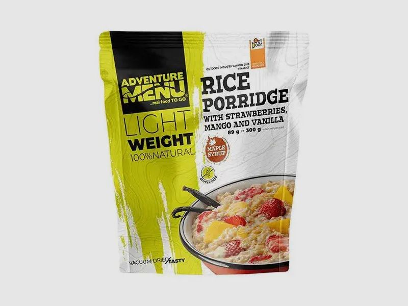 Avonturenmenu Lichtgewicht Rijstpap met Aardbei Mango Vanille