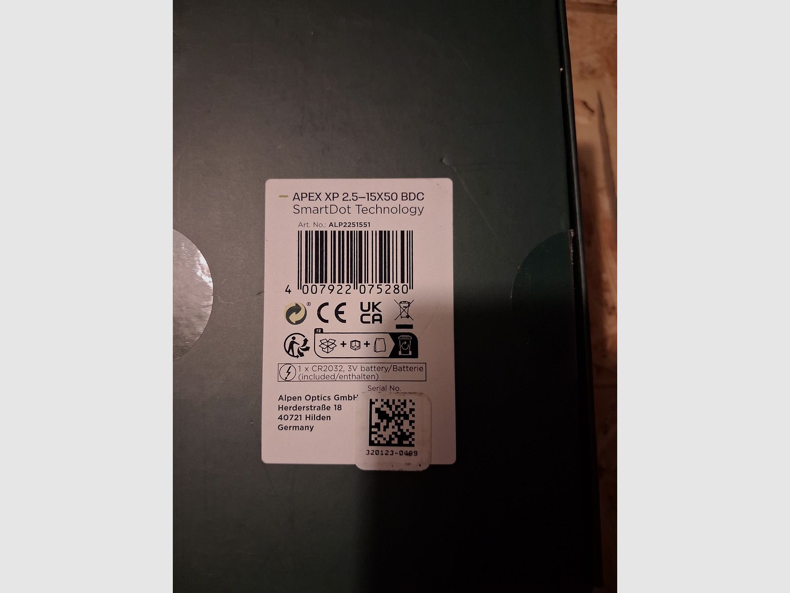 Alpen Optics Apex XP 2.5-15x50 BDC