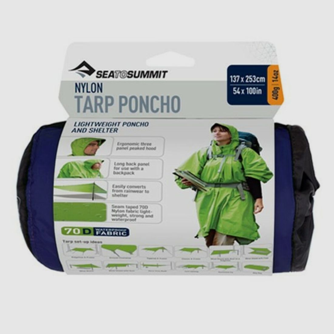 Waterproof Nylon Poncho Sea to Summit Blue, image 1 of 3